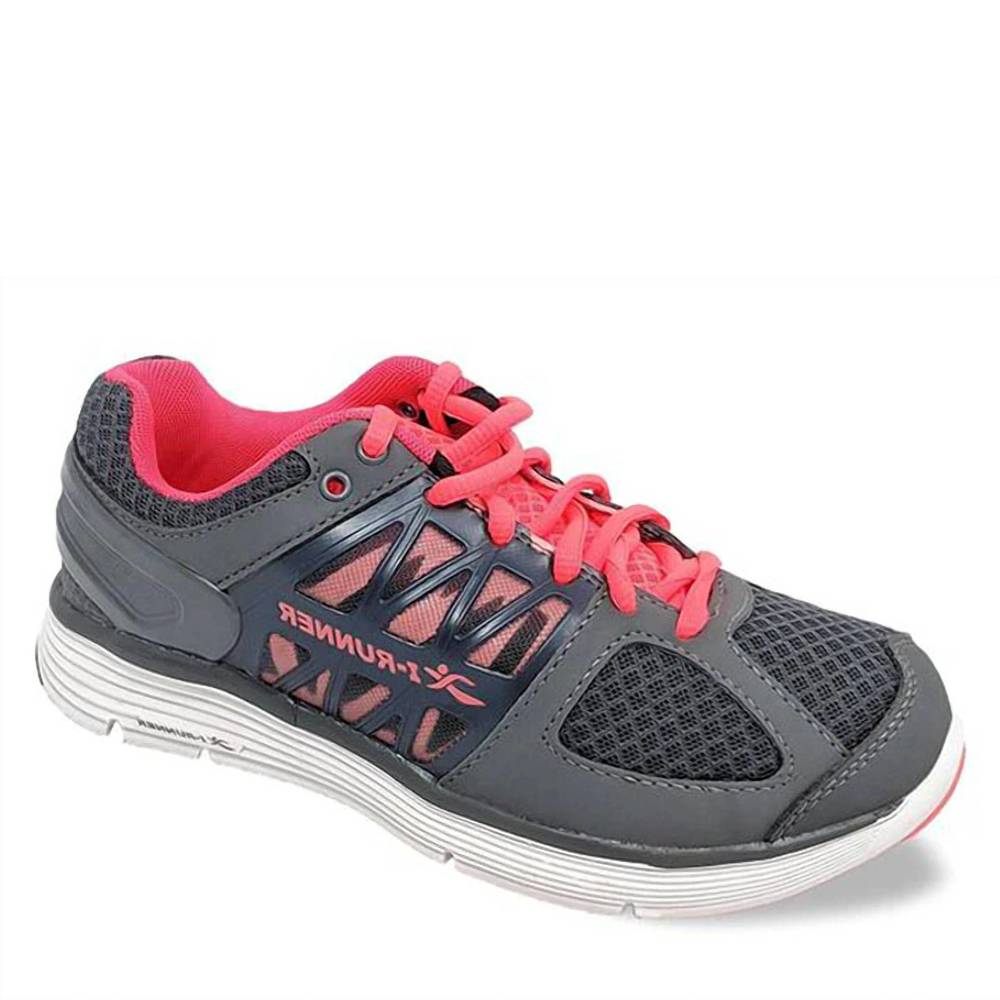 NEW I-RUNNER women's maria athletic shoes in salmon/dark grey